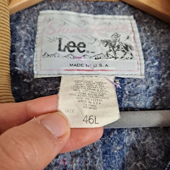 Vintage Storm Rider Lee Jean Jacket Men 46 Long Union Made Blanket Lined Denim - Picture 3 of 15